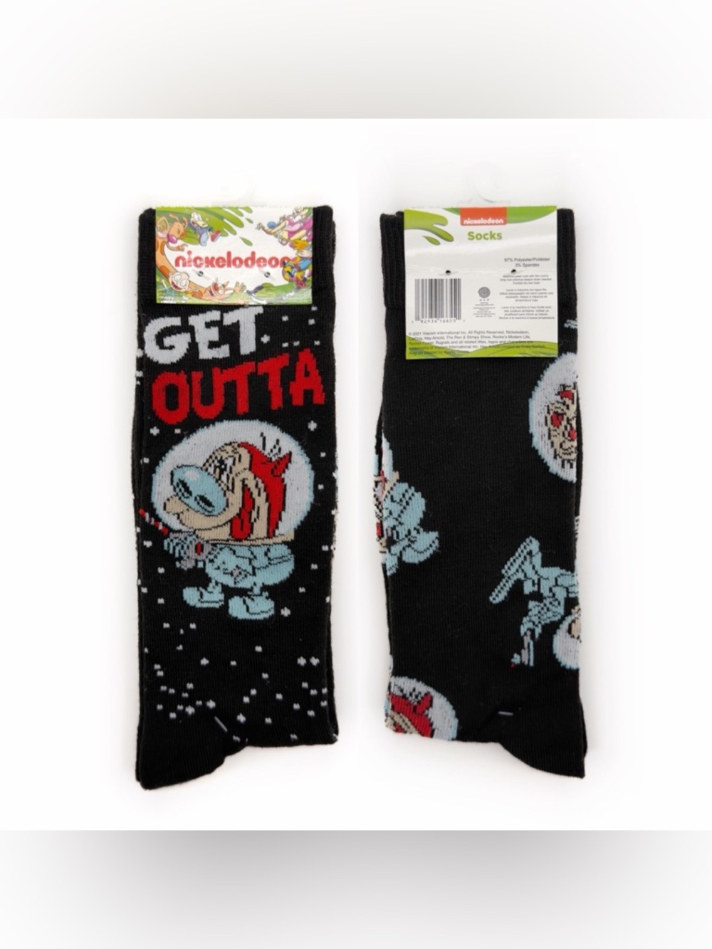 Ren and Stimpy Crew Socks Mens Womens Nickelodeon 90s Astronauts Space